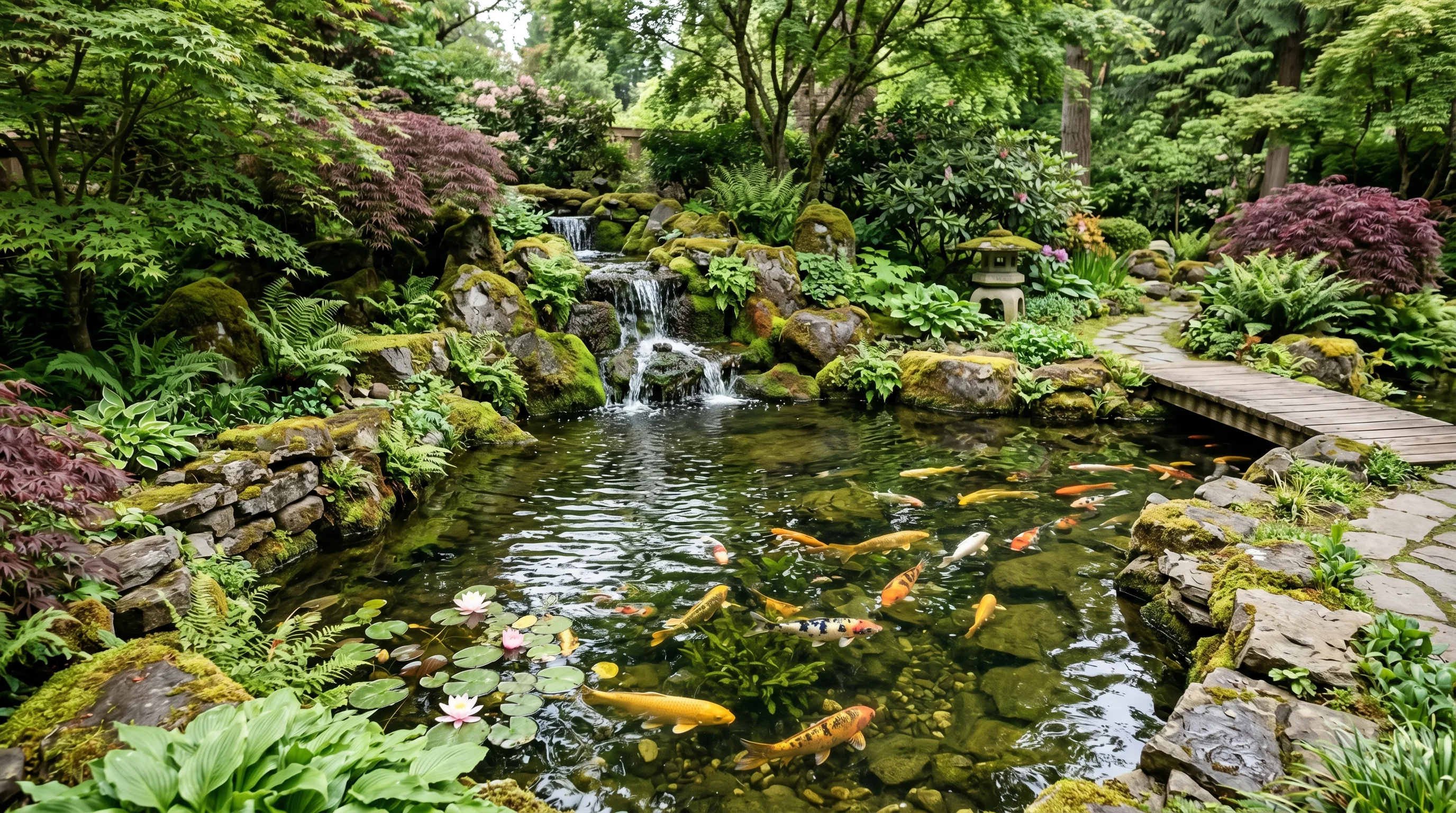 Koi Pond With Plant Framing